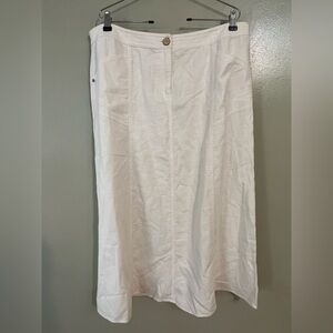 Sigrid Olsen Womens Cream Linen Blend Midi A Line Skirt Vacation Beach 16 New